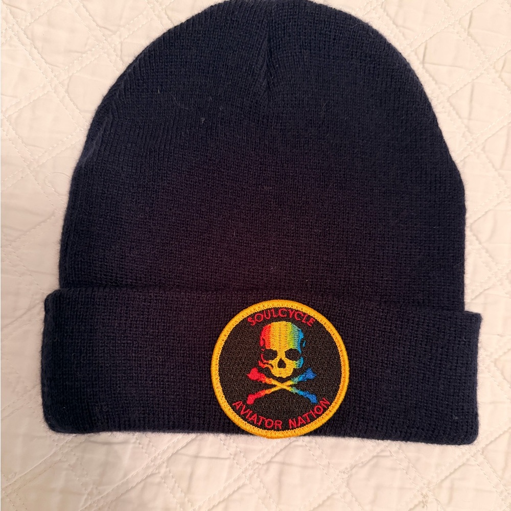 Aviator Nation Beanie with Colorful Skull Patch